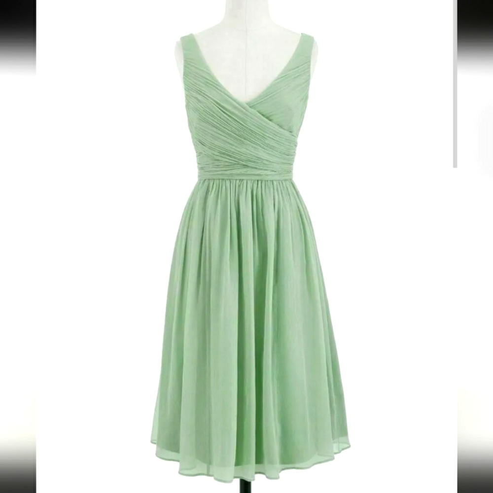 New!J. Crew Dusty Shale Heidi Dress Silk Chiffon Bridesmaid Y2K Cottagecore Retr